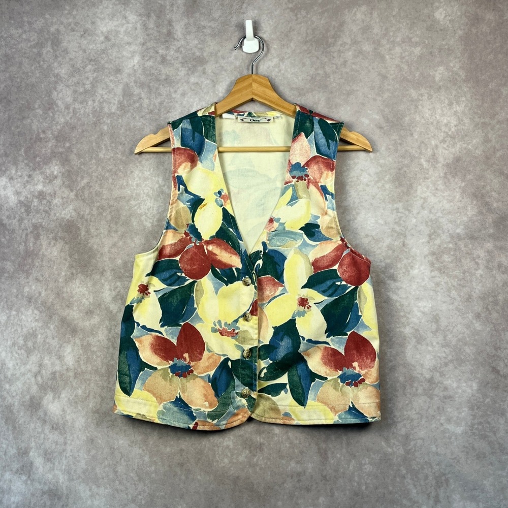 VTG 80s Orvis Floral Vest Womens Small Button Up Sleeveless Cottagecore USA Made